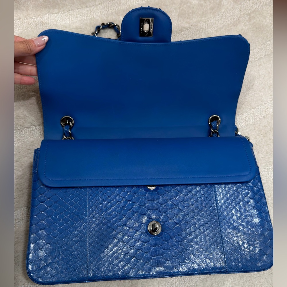 Excellent CHANEL Python Double Jumbo Flap - image 8